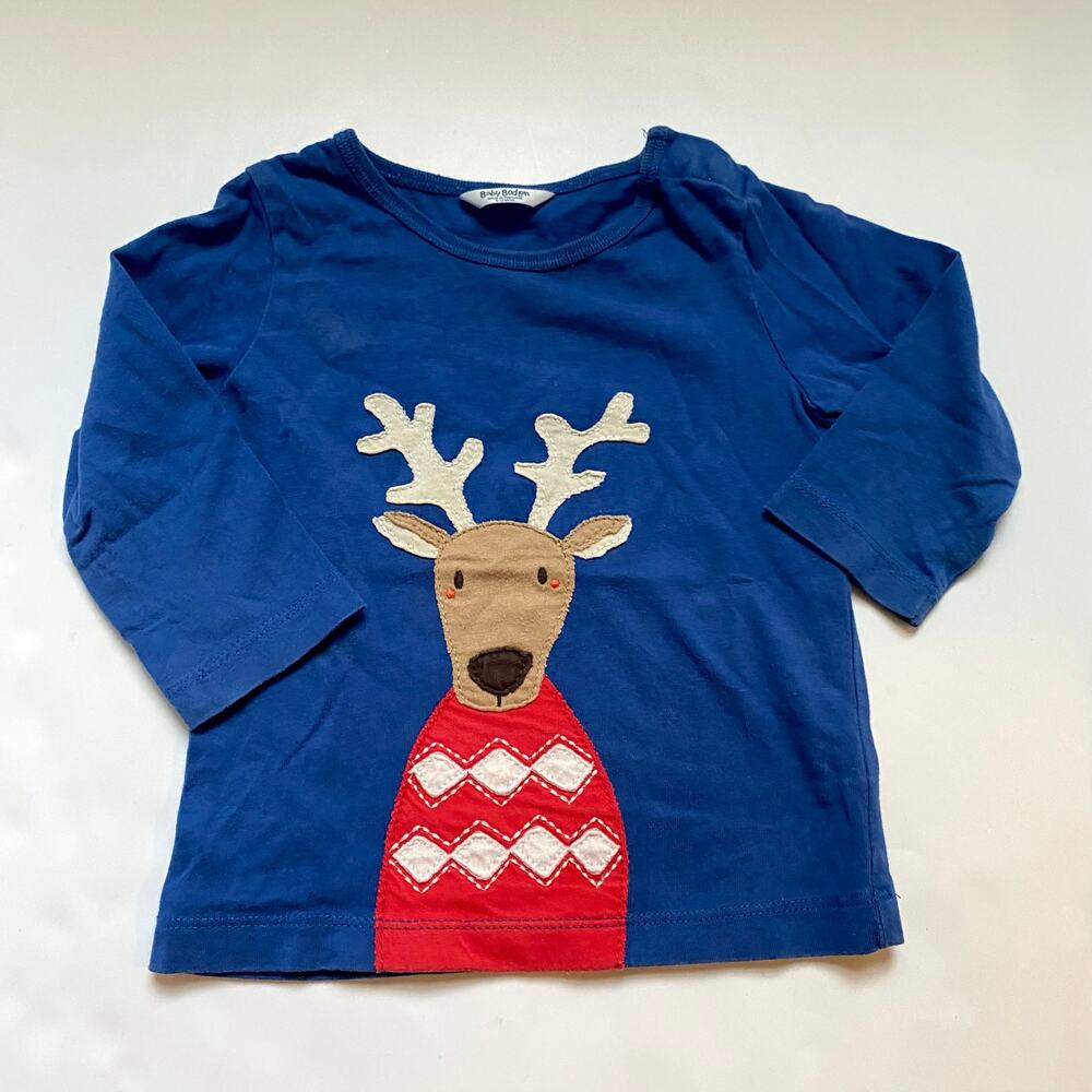 Baby Boden Reindeer Long Sleeve Shirt Holiday